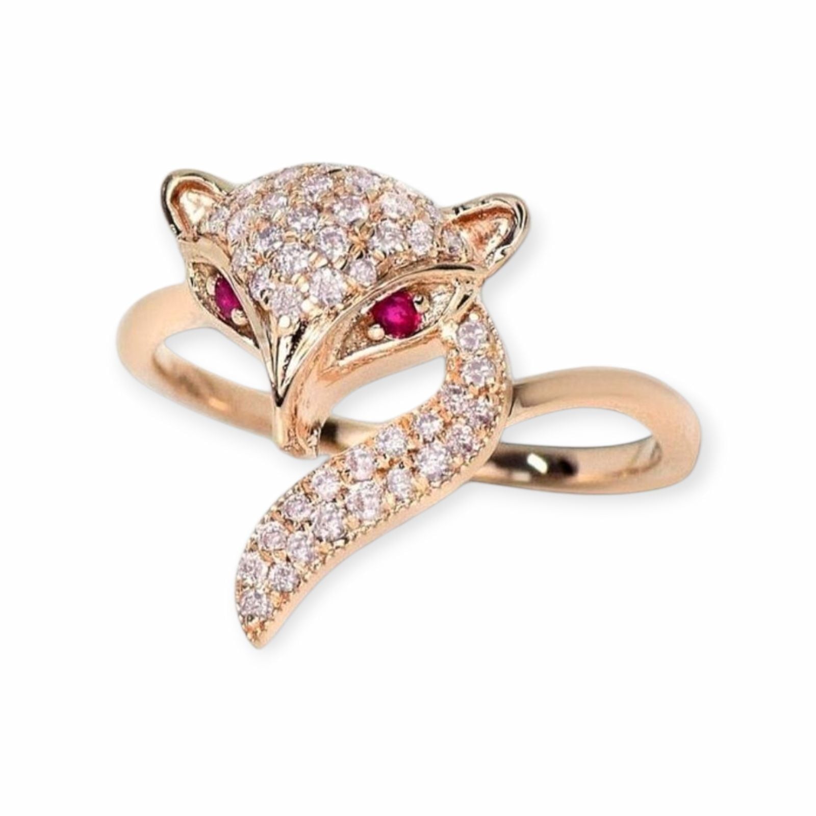 Diamantring in 14K Roségold, 0.32 ct mit 0.04 ct Rubinen — Neuwertig (N) Ringe