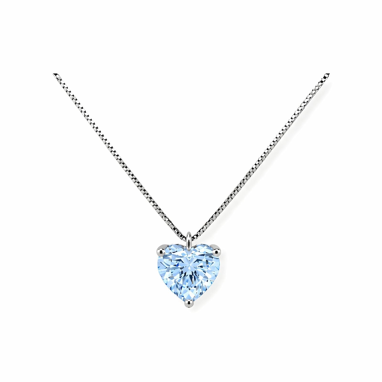 1ct blauer Herz Labor Diamant Halskette 14k Weissgold — Neuwertig (N) Ketten & Anhänger