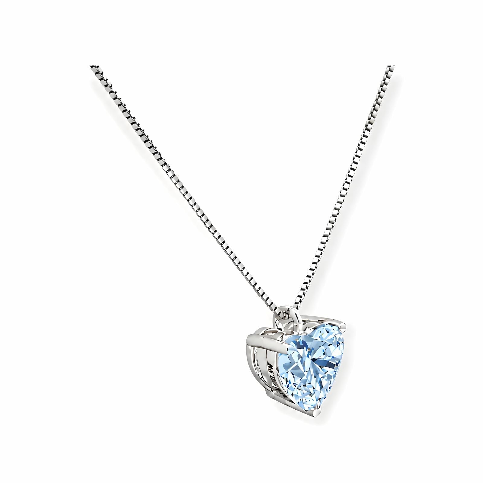 1ct blauer Herz Labor Diamant Halskette 14k Weissgold — Como nuevo (N) Collares y colgantes