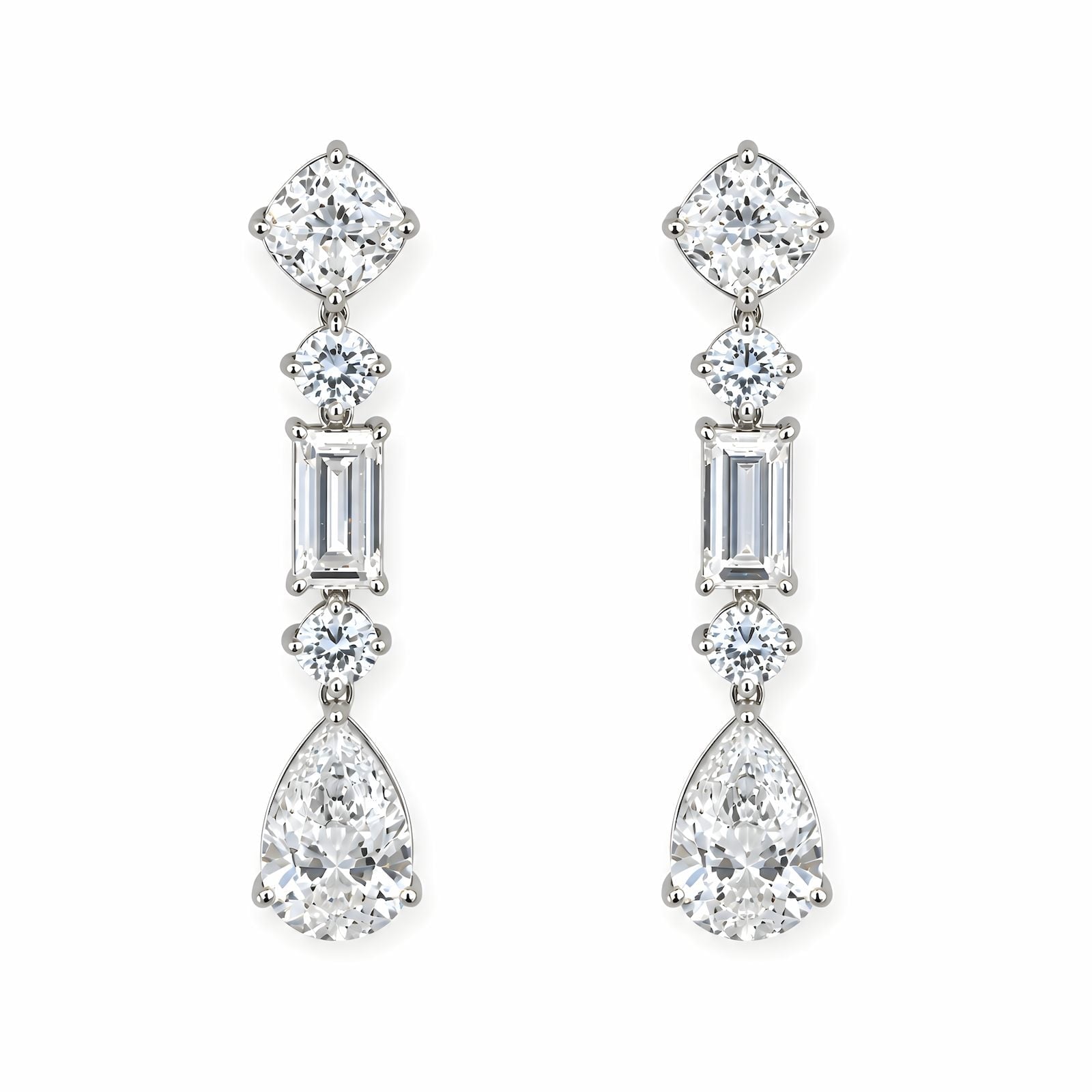 4.27ct Labor Diamant Hängeohrringe 14k Weissgold — Neuwertig (N) Ohrringe