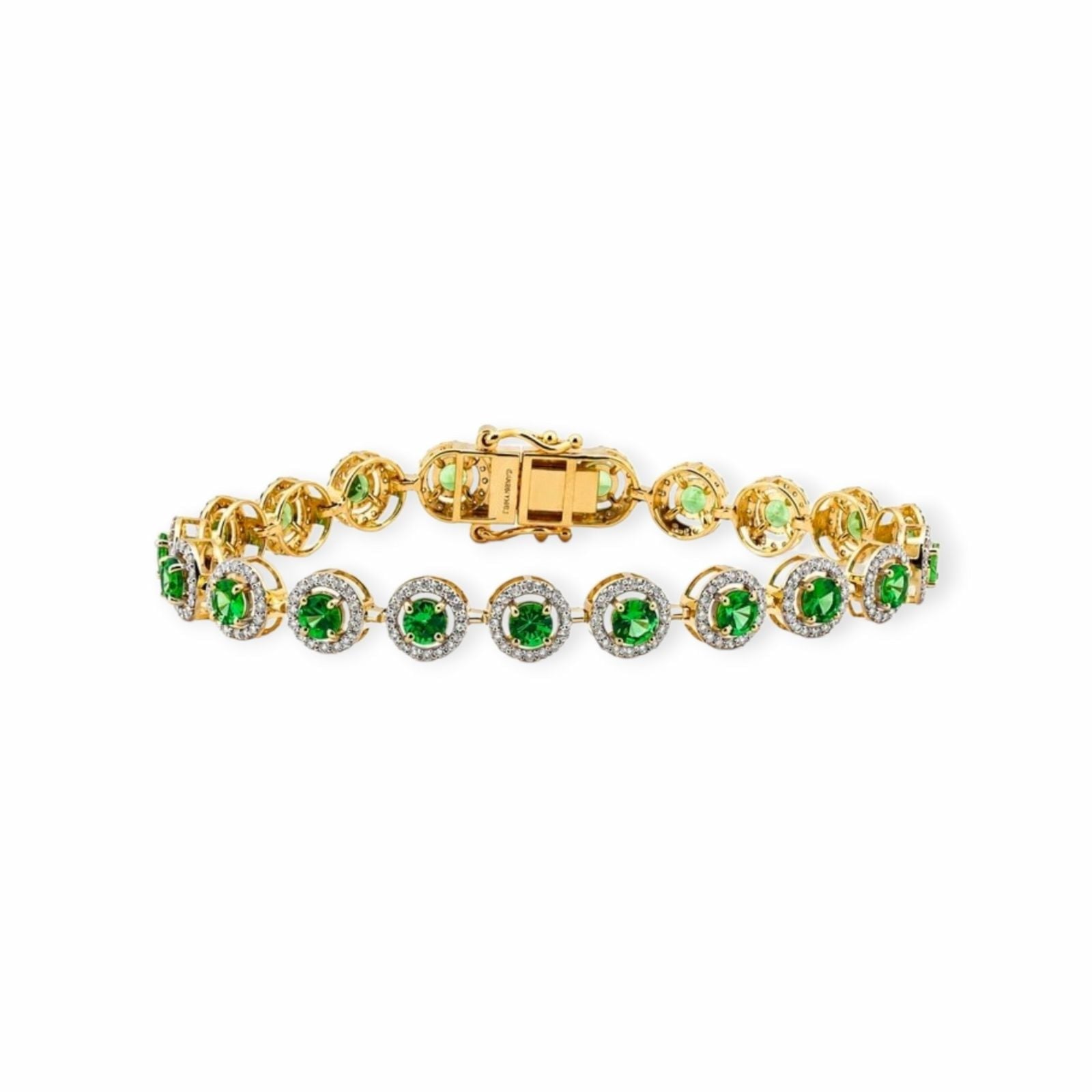 Tsavorit Armband 14k Gelbgold, 5.50 ct mit 1.84 ct Diamanten — Come nuovo (N) Braccialetti