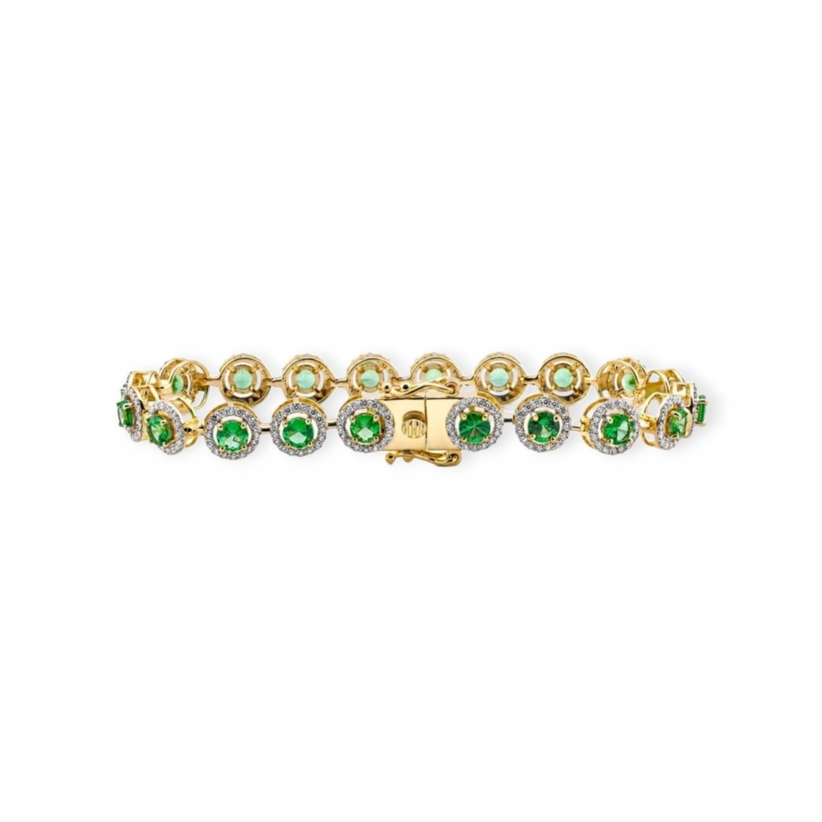 Tsavorit Armband 14k Gelbgold, 5.50 ct mit 1.84 ct Diamanten — Neuwertig (N) Armbänder