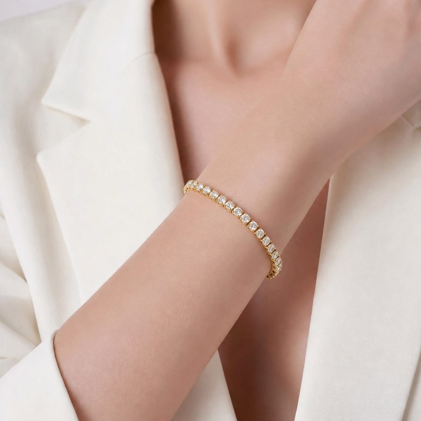 3.30ct Diamant Armband 14k Gelbgold — As new (N) Bracelets