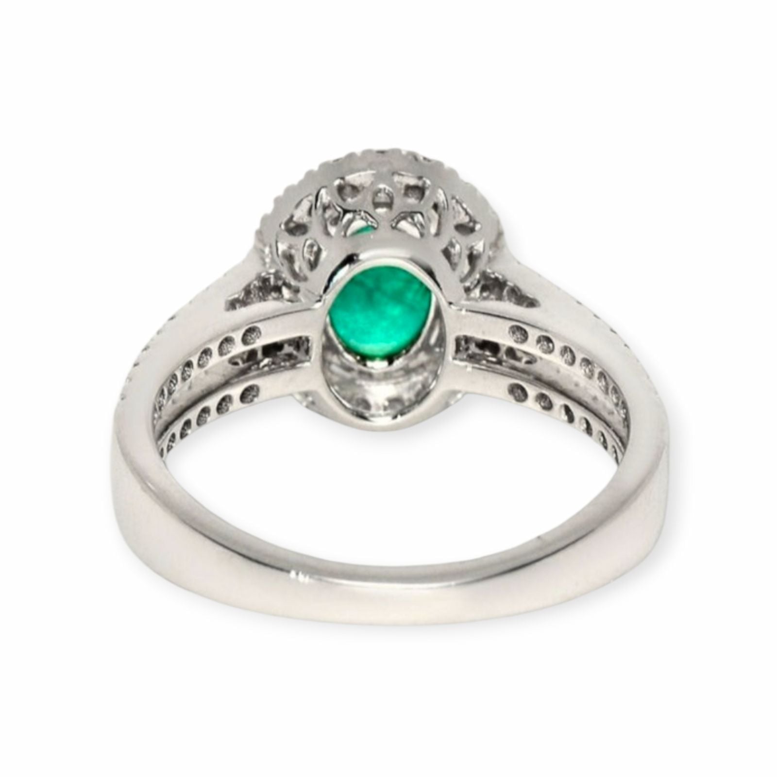 Smaragd Ring 14k Weissgold, 1.30 ct mit 0.41 ct Diamanten — As new (N) Rings