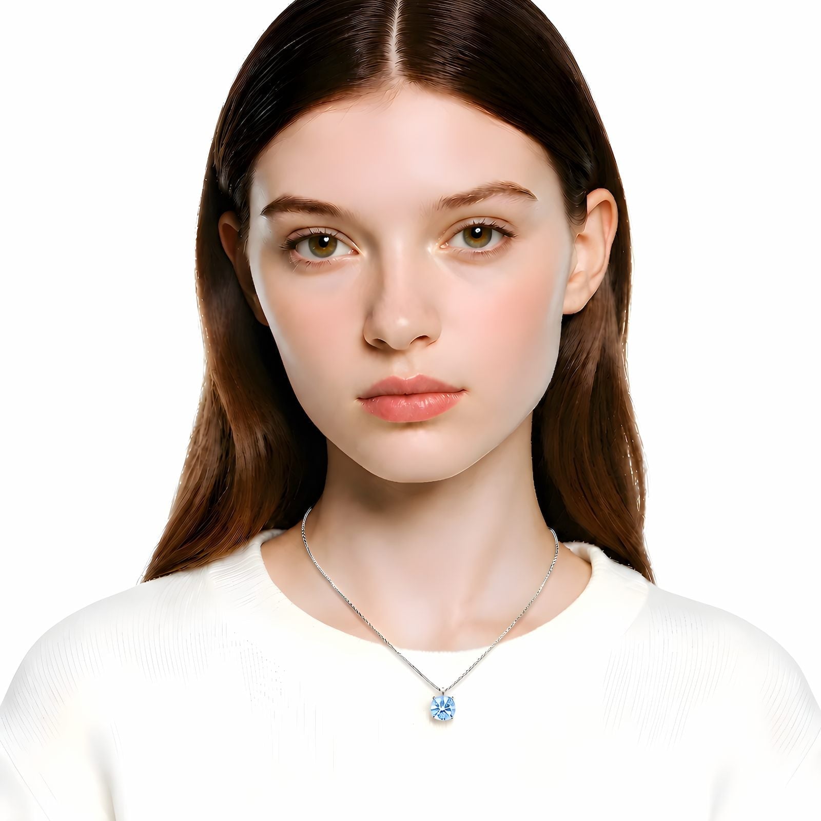 1ct blauer Labor Diamant Halskette 14k Weissgold — Como nuevo (N) Collares y colgantes