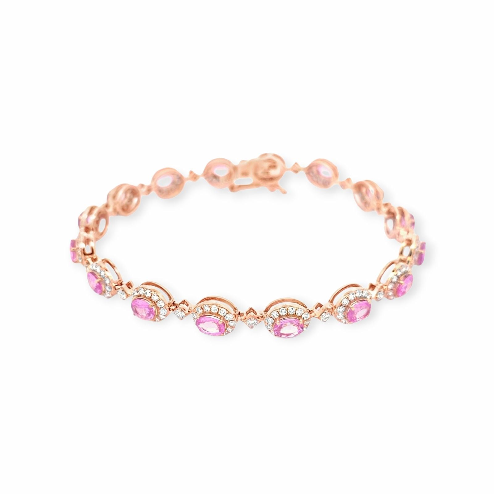 Saphir Armband 14k Roségold, 4.76 ct mit 1.89 ct Diamanten — Como nuevo (N) Pulseras