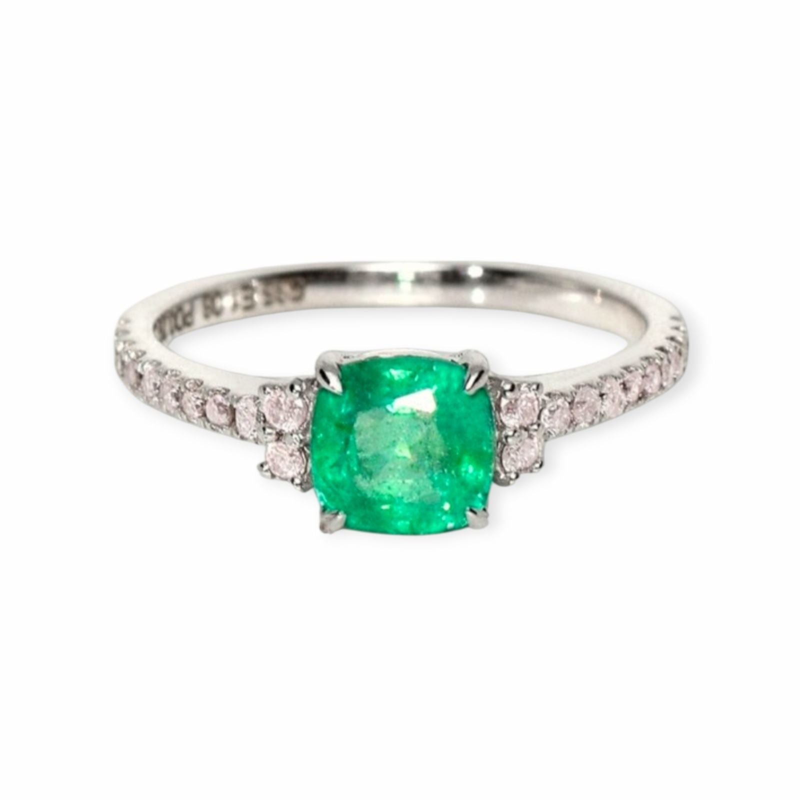 Smaragd Ring 14k Weissgold, 1.08 ct mit 0.29 ct Diamanten — Como nuevo (N) Anillos