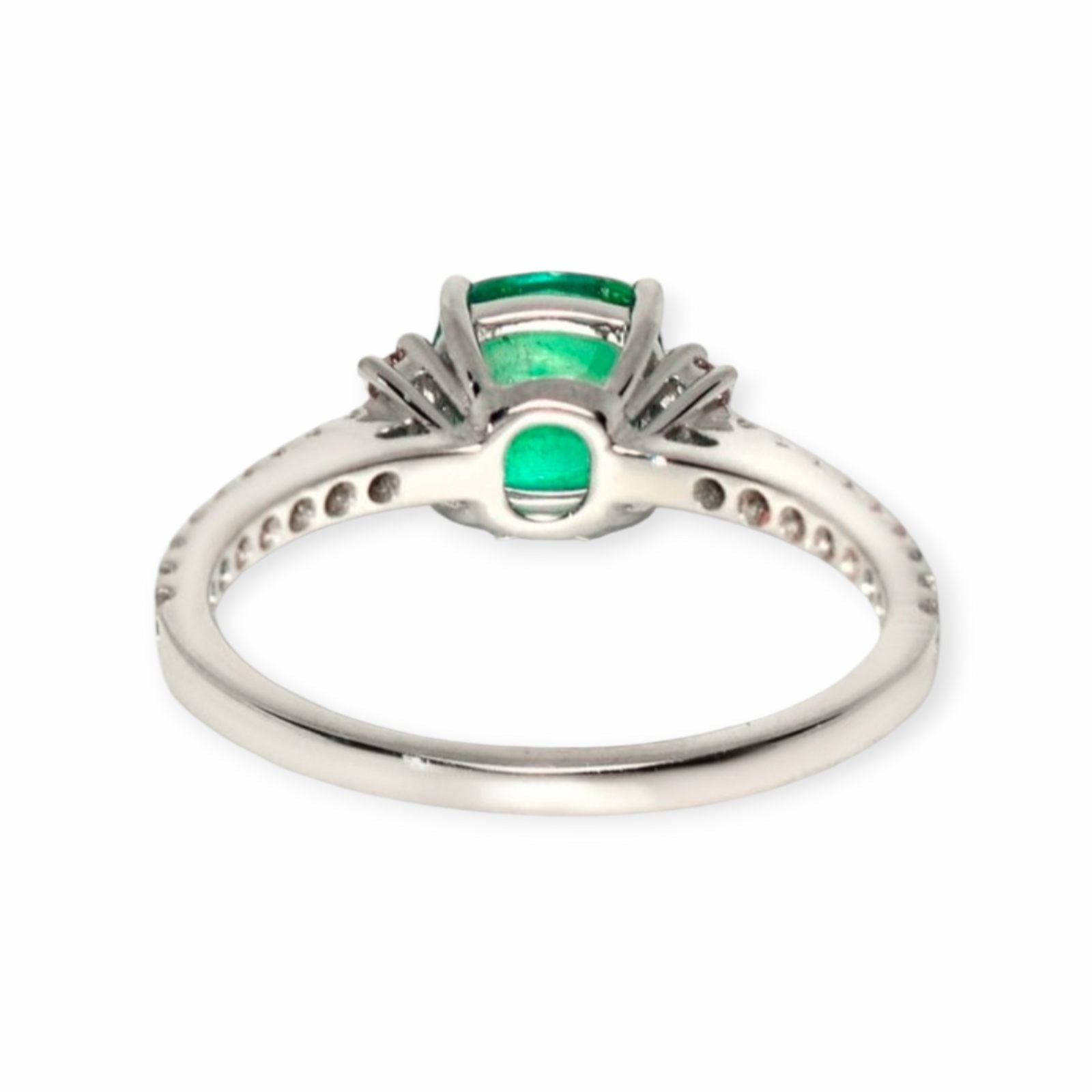 Smaragd Ring 14k Weissgold, 1.08 ct mit 0.29 ct Diamanten — Neuwertig (N) Ringe