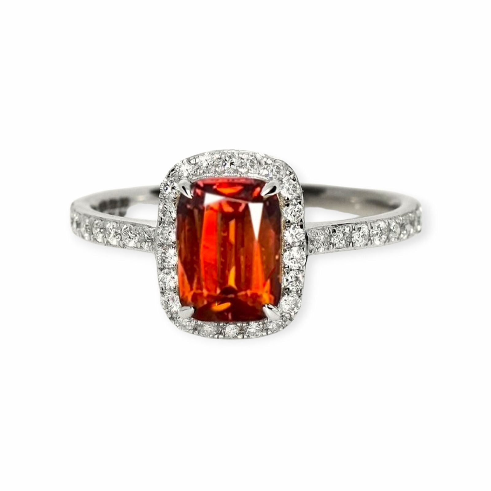 natürlicher Zircon Ring 14K Weissgold, 2.20 ct mit 0.34 ct Diamanten — Neuwertig (N) Ringe