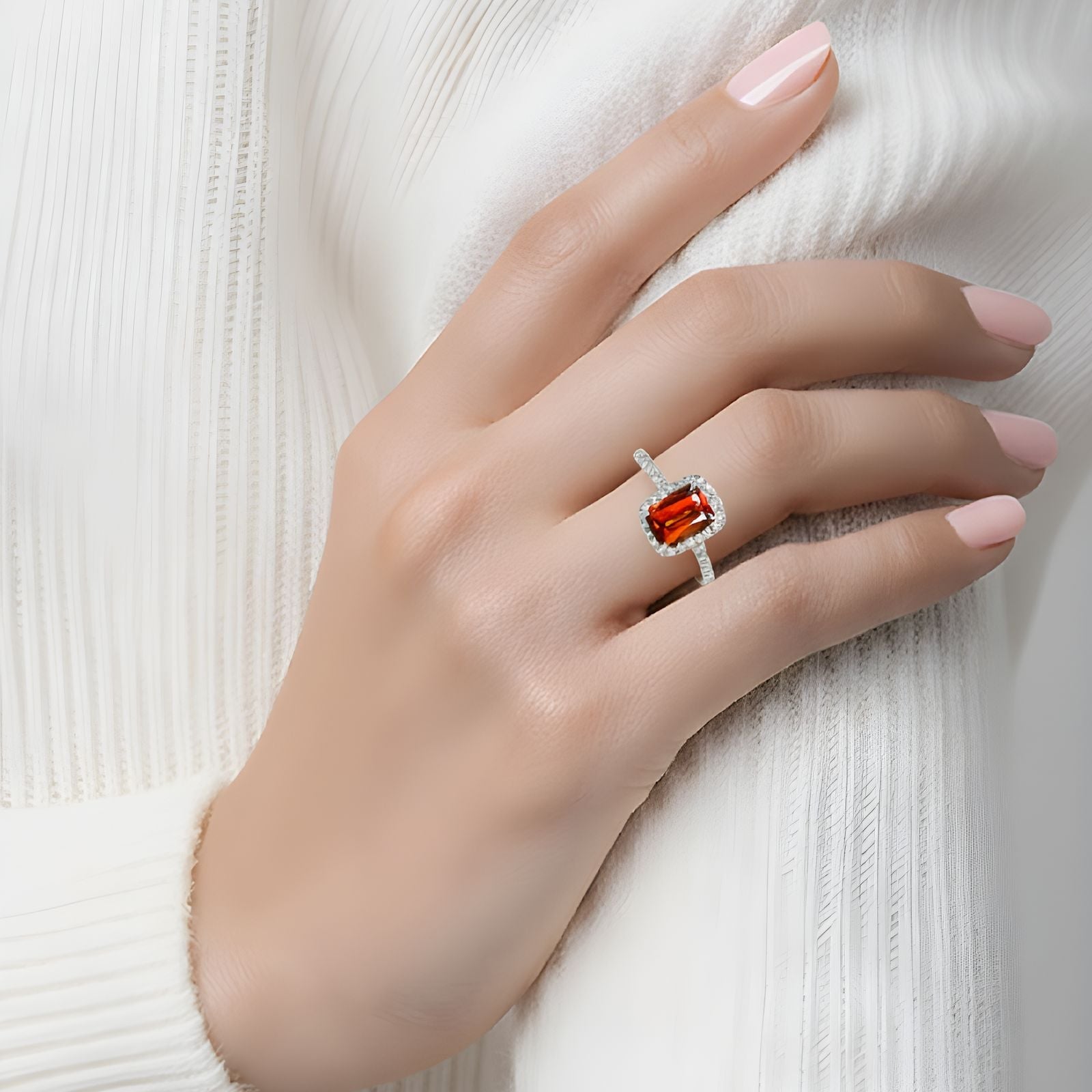 natürlicher Zircon Ring 14K Weissgold, 2.20 ct mit 0.34 ct Diamanten — Neuwertig (N) Ringe