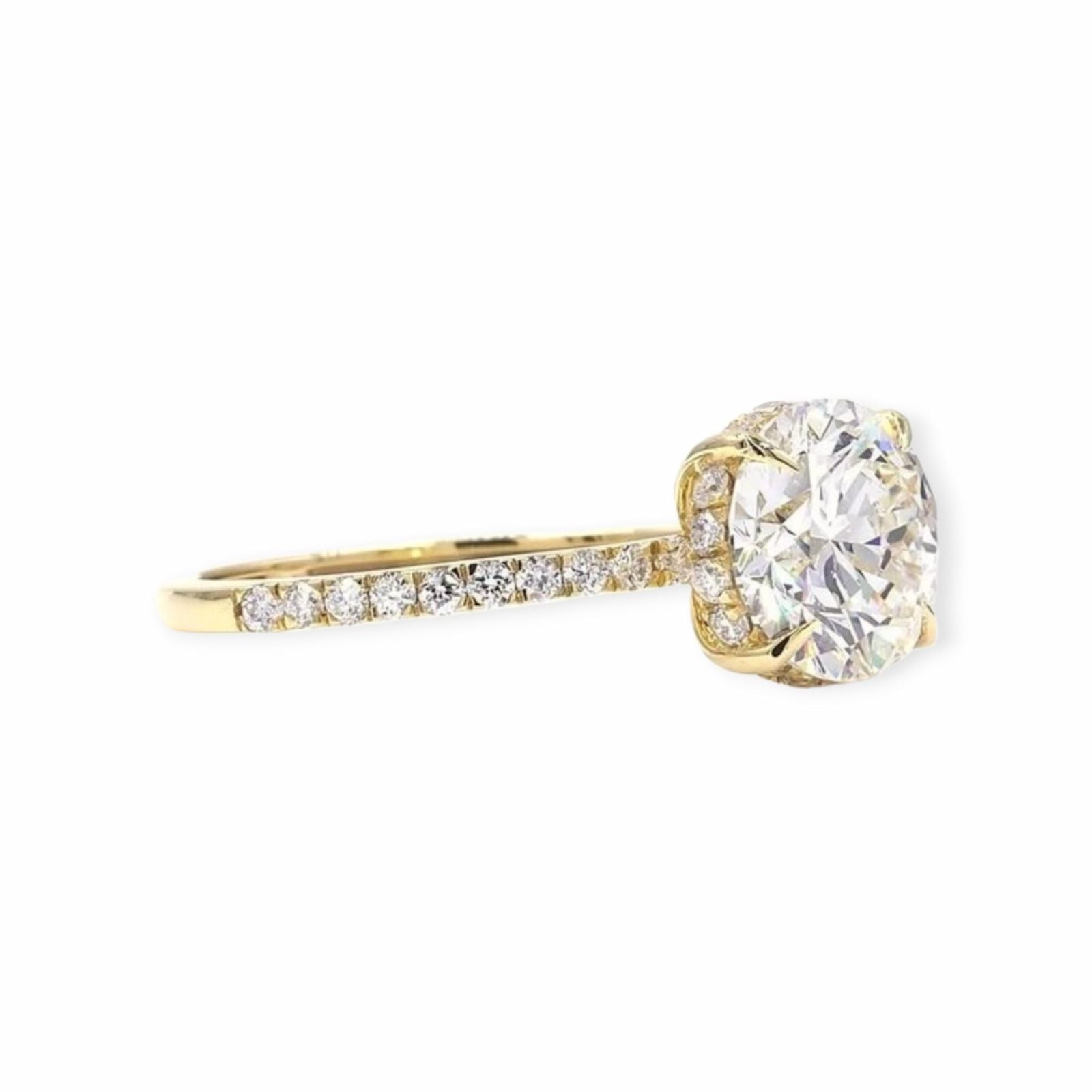 Lab-Grown Diamond Ring 18k Yellow Gold, 2.09 ct with 0.48 ct Lab-Grown Diamonds — As new (N) Rings
