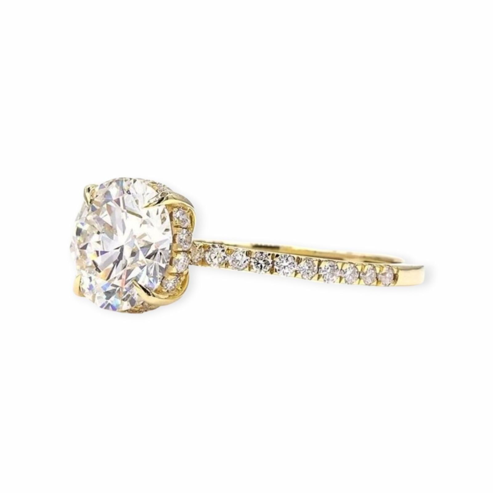 Lab-Grown Diamond Ring 18k Yellow Gold, 2.09 ct with 0.48 ct Lab-Grown Diamonds — As new (N) Rings
