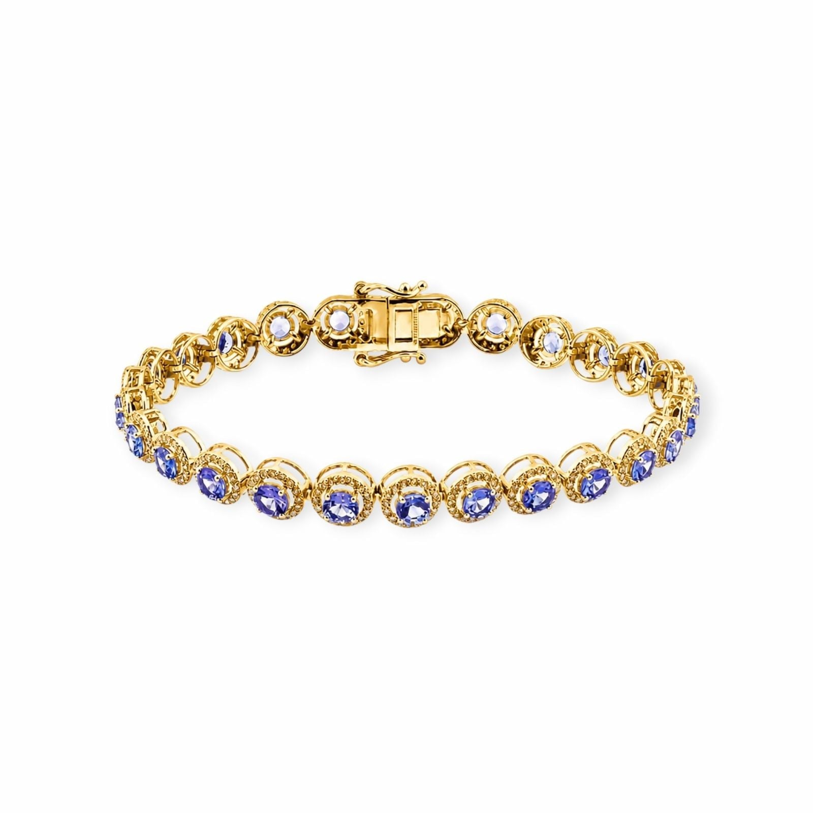 Bracciale Tanzanite Oro Giallo 14K, 5.51 ct con 2.05 ct Diamanti — Come nuovo (N) Braccialetti