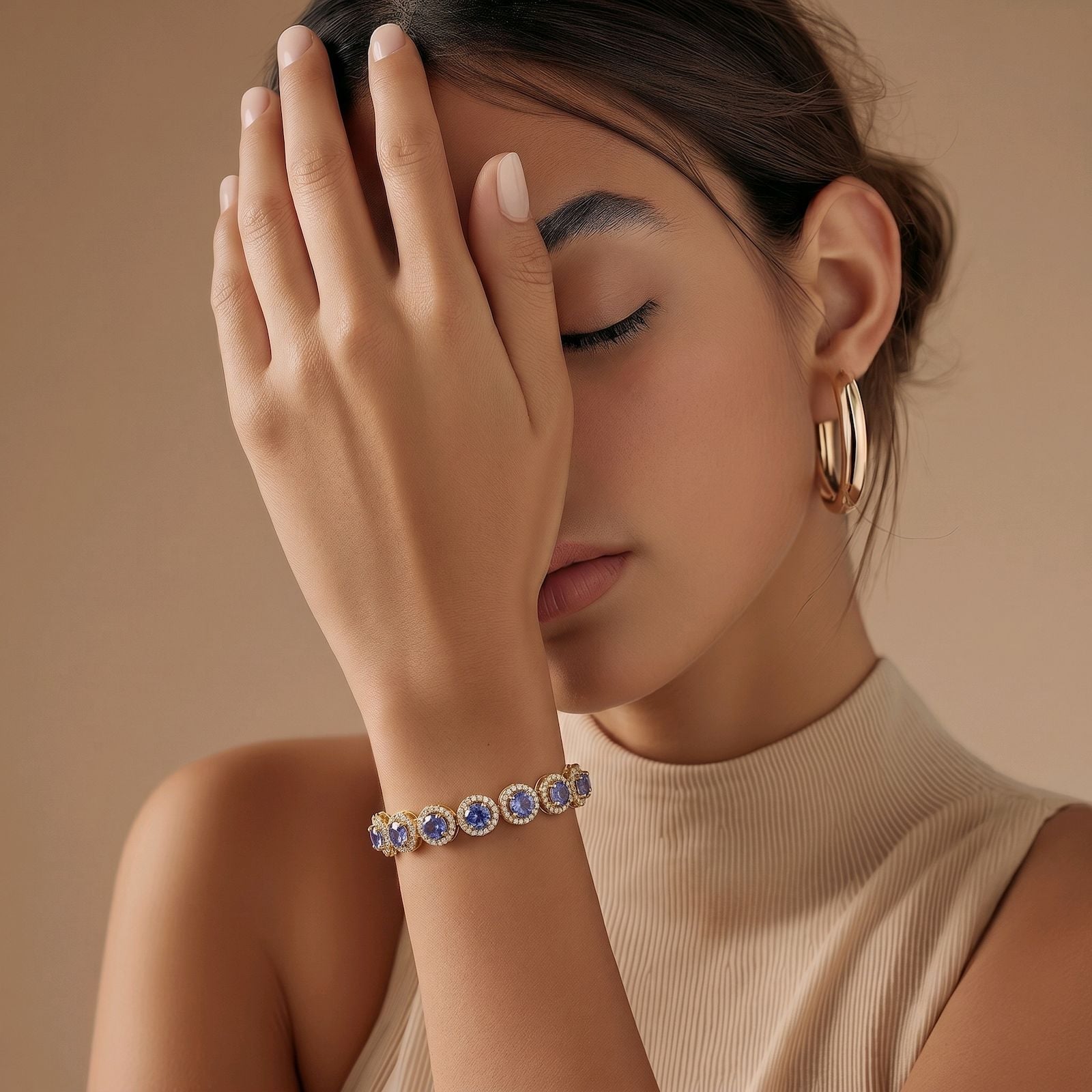 Bracciale Tanzanite Oro Giallo 14K, 5.51 ct con 2.05 ct Diamanti — Come nuovo (N) Braccialetti