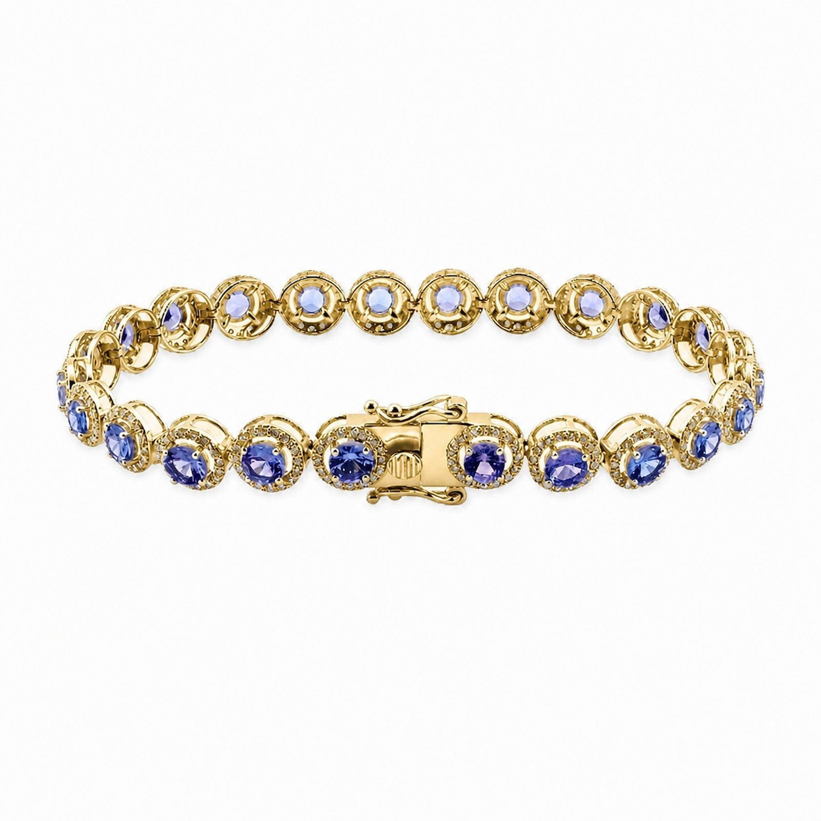 Tansanit Armband 14k Gelbgold, 5.51 ct mit 2.05 ct Diamanten — Neuwertig (N) Armbänder
