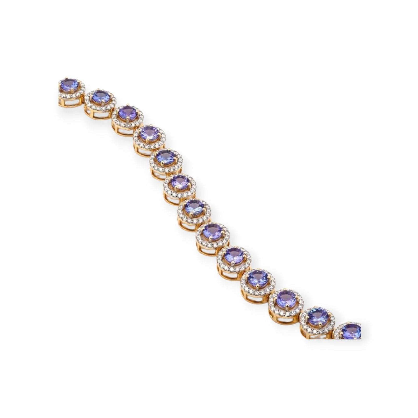 Tansanit Armband 14k Gelbgold, 5.51 ct mit 2.05 ct Diamanten — Neuwertig (N) Armbänder