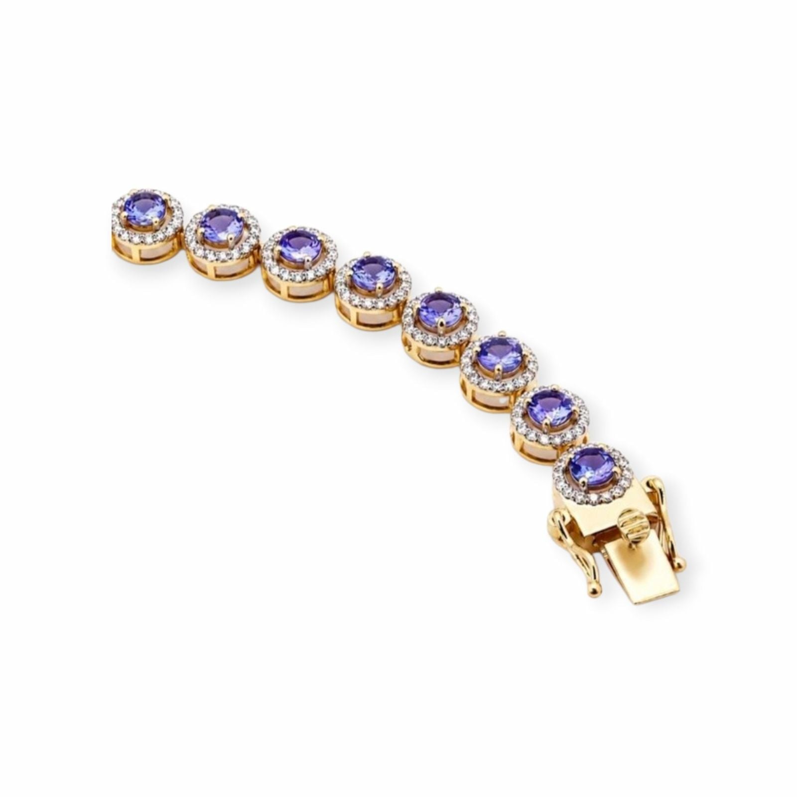 Bracciale Tanzanite Oro Giallo 14K, 5.51 ct con 2.05 ct Diamanti — Come nuovo (N) Braccialetti