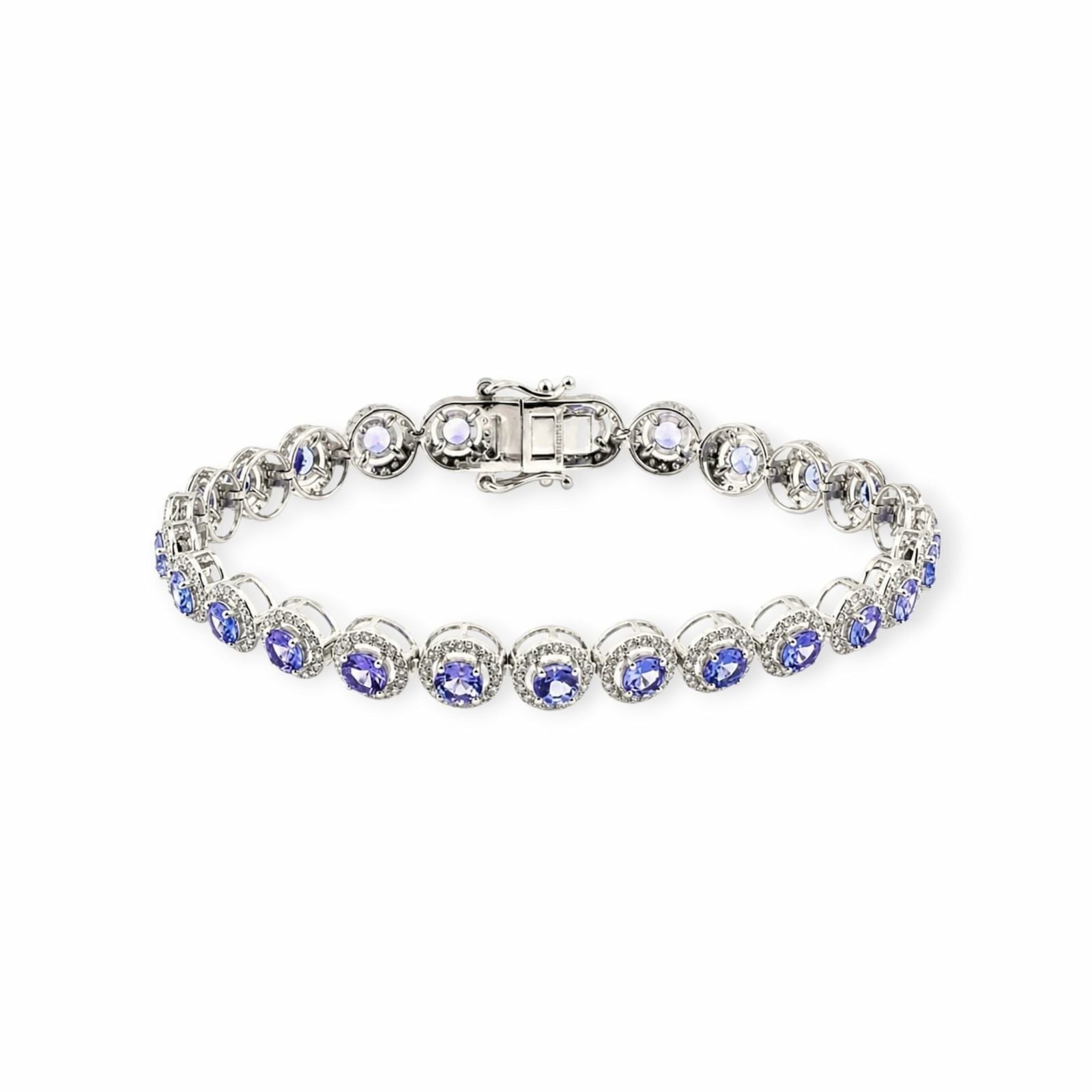 Tansanit Armband 14k Weissgold, 6.21 ct mit 1.73 ct Diamanten — Neuwertig (N) Armbänder