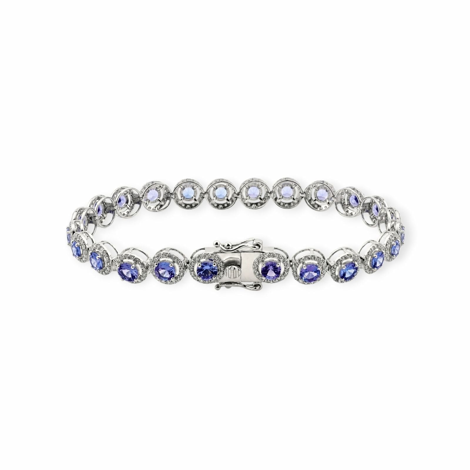Tansanit Armband 14k Weissgold, 6.21 ct mit 1.73 ct Diamanten — Neuwertig (N) Armbänder