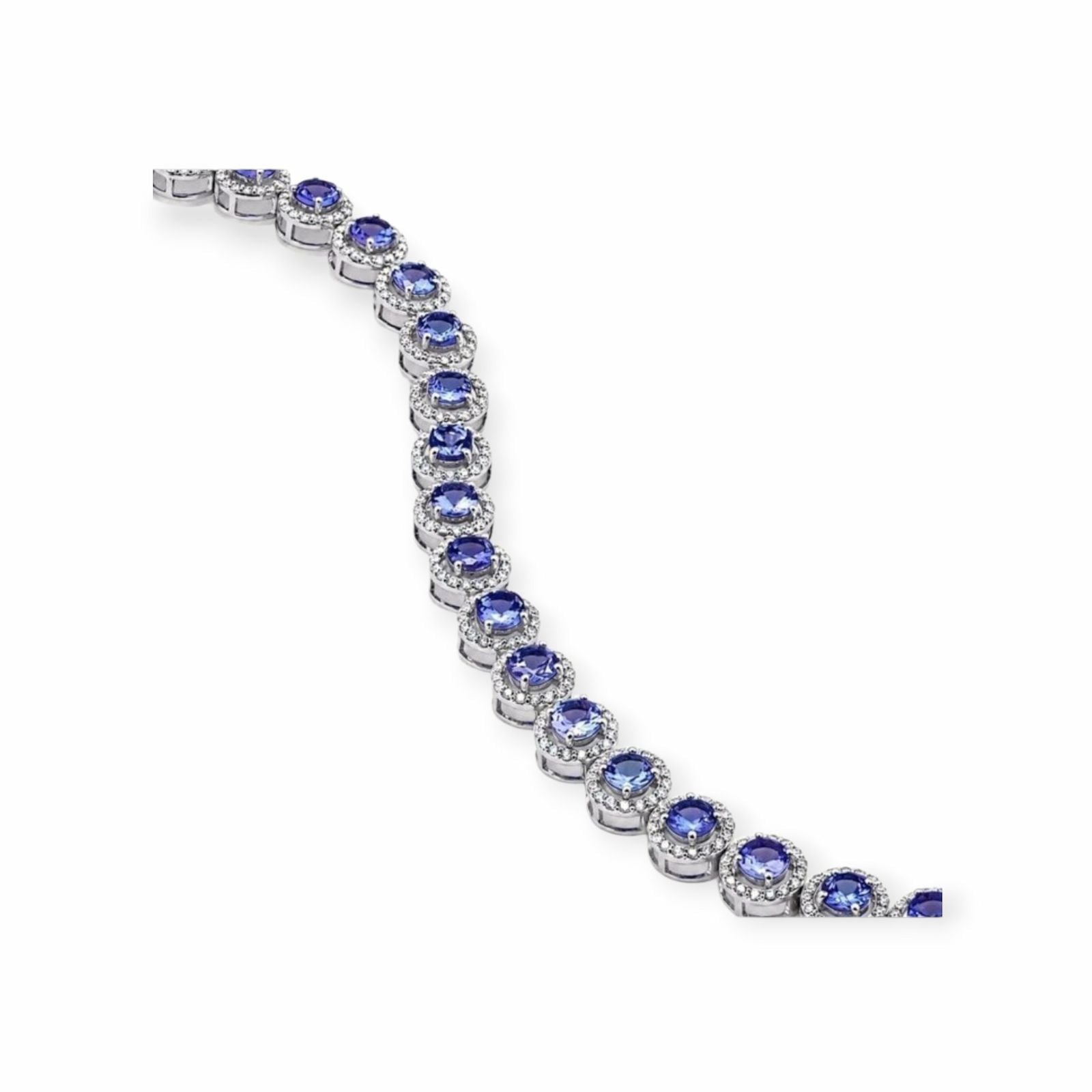 Tansanit Armband 14k Weissgold, 6.21 ct mit 1.73 ct Diamanten — Neuwertig (N) Armbänder