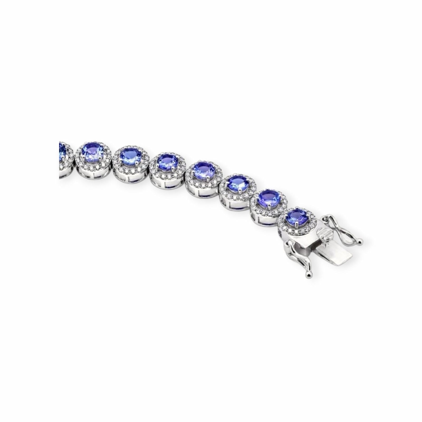 Tansanit Armband 14k Weissgold, 6.21 ct mit 1.73 ct Diamanten — Neuwertig (N) Armbänder