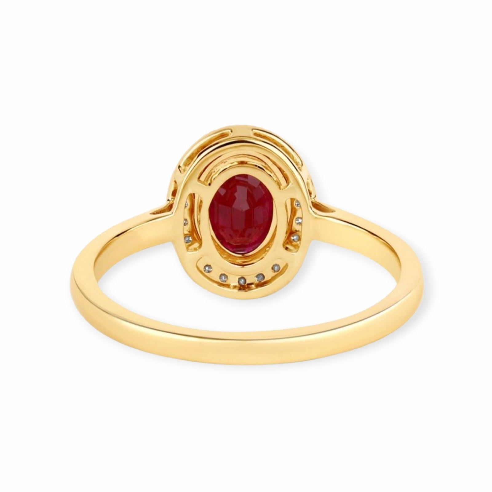 Rubin Ring 14k Gelbgold, 1.08 ct mit 0.10 ct Diamanten — Neuwertig (N) Ringe