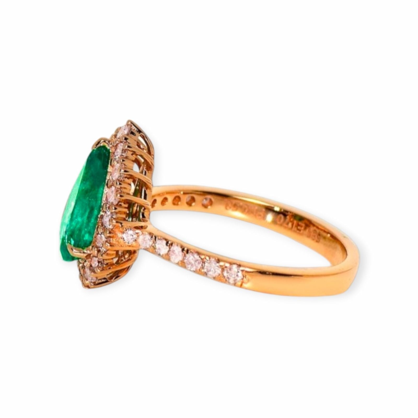 Smaragd Ring 14k Roségold, 1.70 ct mit 0.58 ct Diamanten — As new (N) Rings