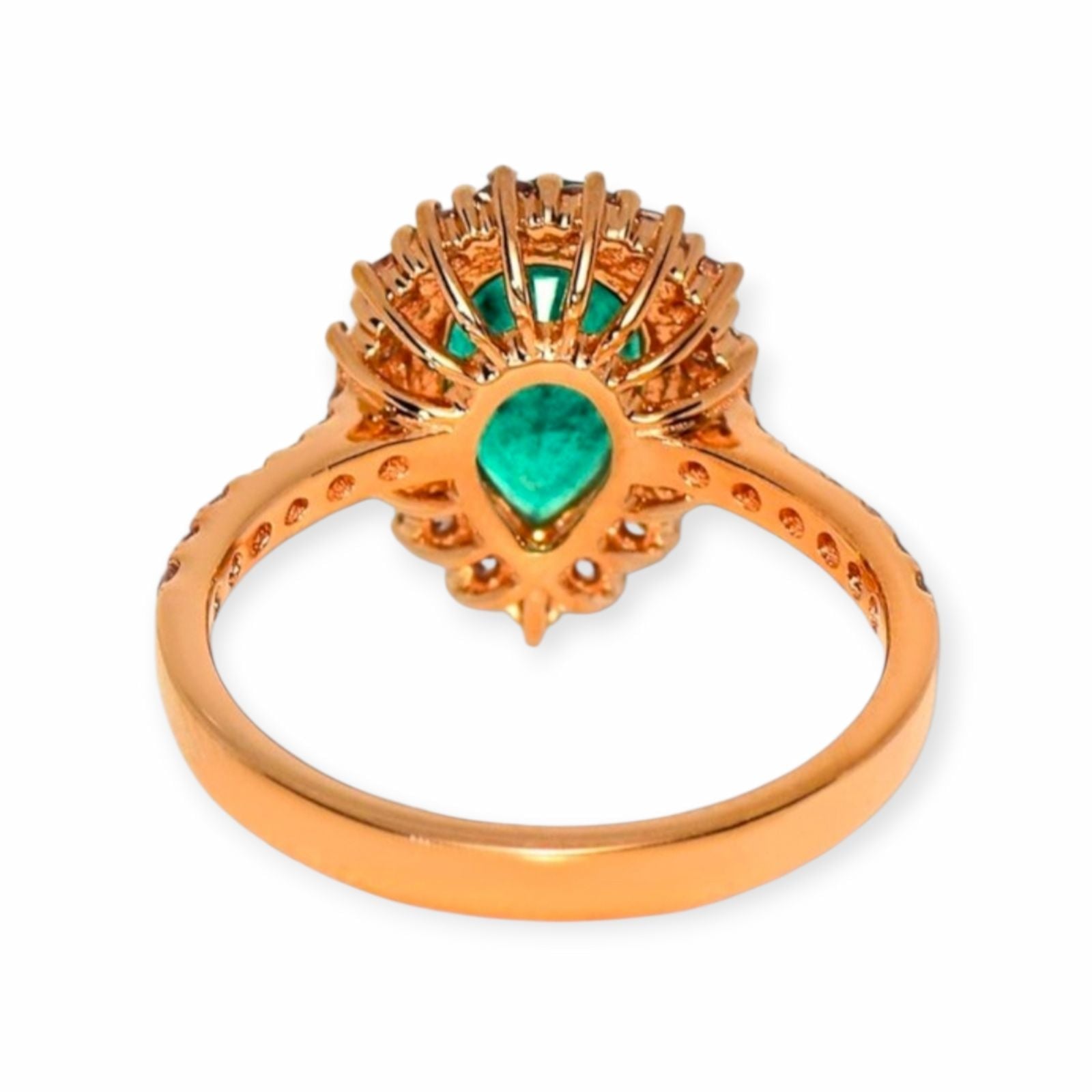 Smaragd Ring 14k Roségold, 1.70 ct mit 0.58 ct Diamanten — As new (N) Rings