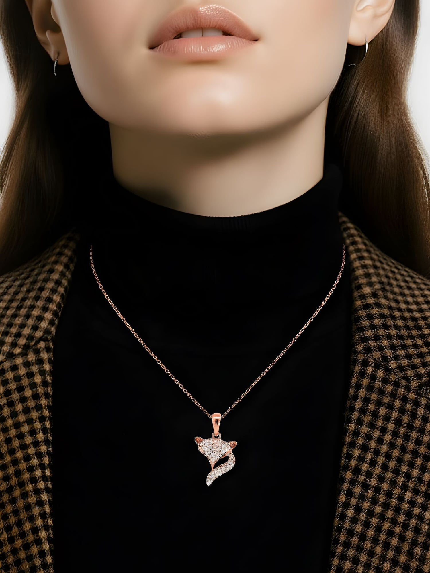 Diamant Collier 14k Roségold, 0.36 ct mit 0.04 ct Rubinen — Neuwertig (N) Ketten & Anhänger