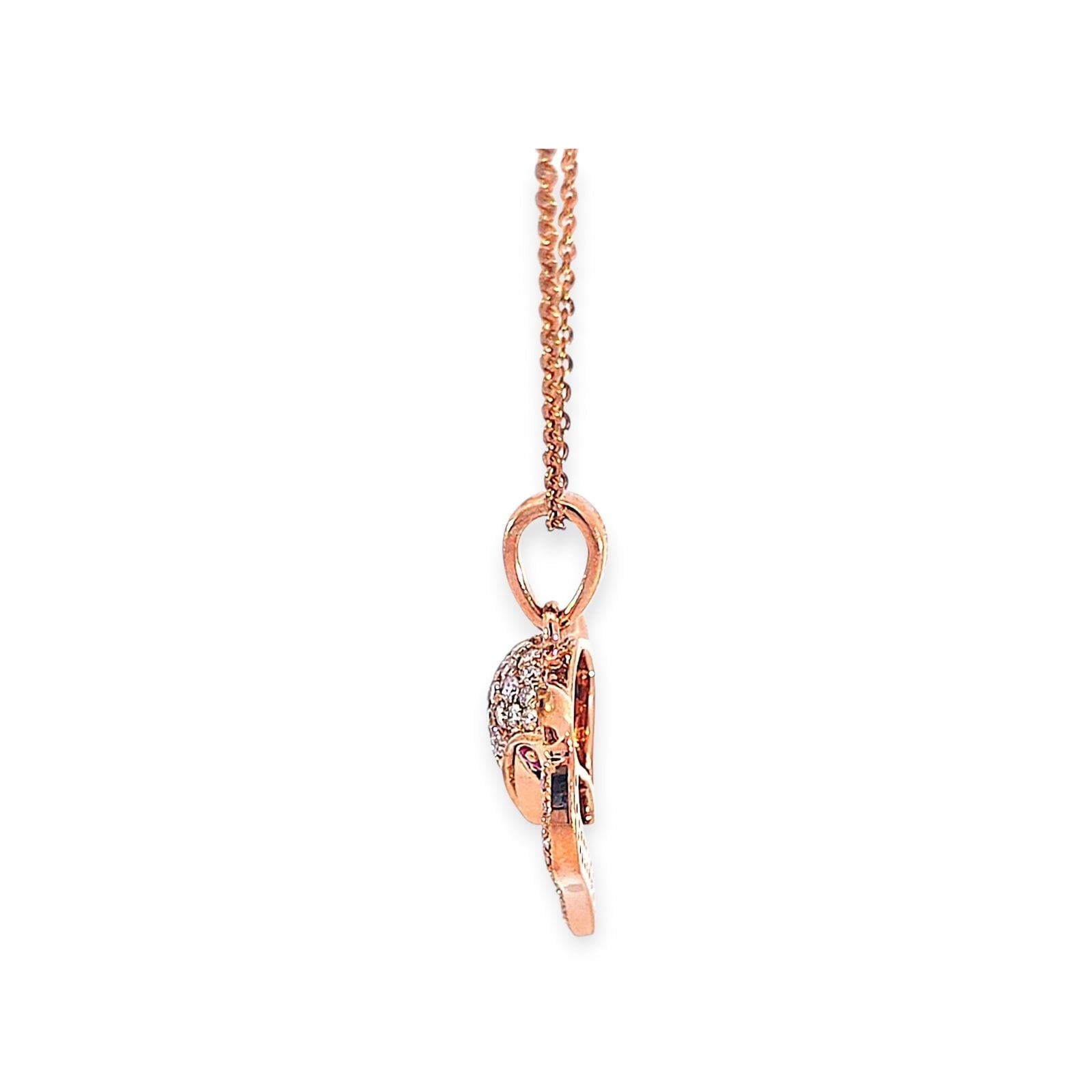 Diamant Collier 14k Roségold, 0.36 ct mit 0.04 ct Rubinen — Neuwertig (N) Ketten & Anhänger