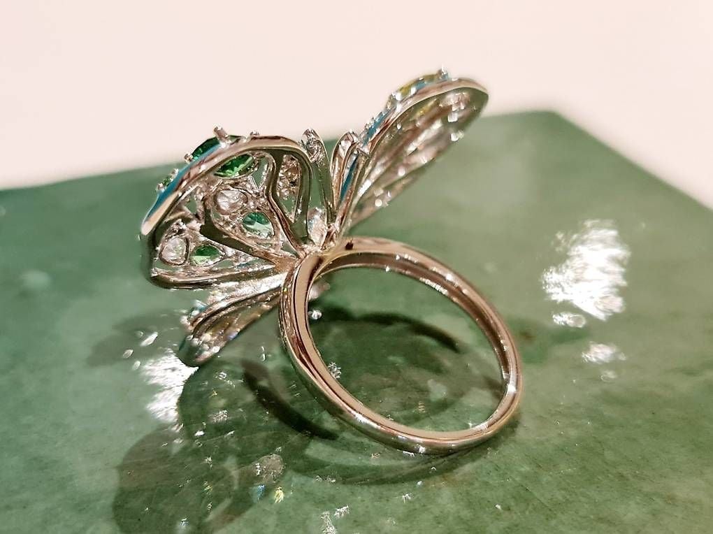 Anillo Mariposa Esmalte Zirconia Plata Talla 52 — Mint (M) Anillos
