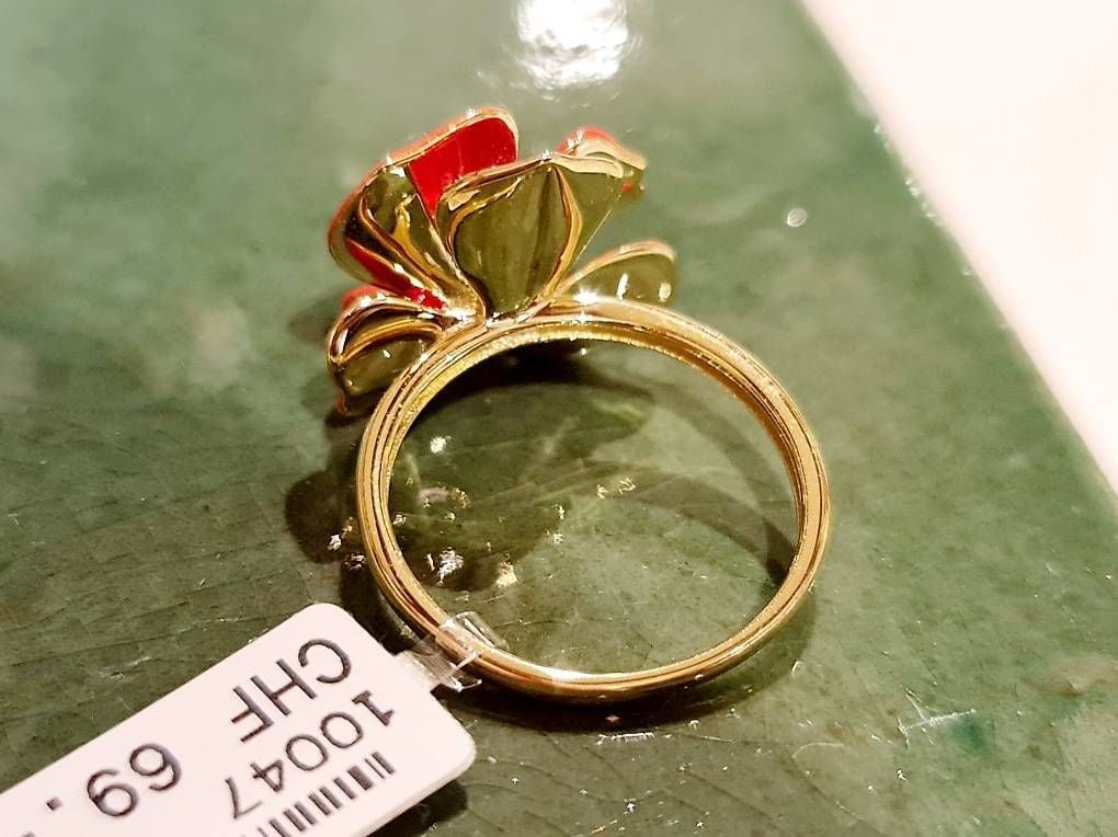 Rose Ring Enamel Yellow Gold Size 55 — Mint (M) Rings