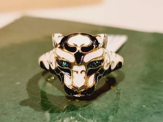 Enamel Ring Panther Yellow Gold Size 60 — Mint (M) Rings