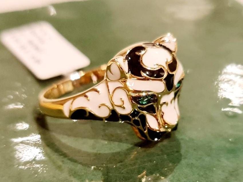 Enamel Ring Panther Yellow Gold Size 60 — Mint (M) Rings