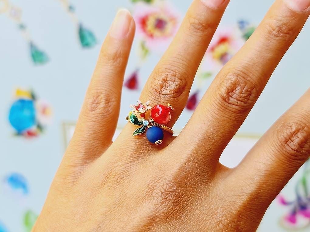 Enamel Ring with Fruits Yellow Gold Size 52 — Mint (M) Rings