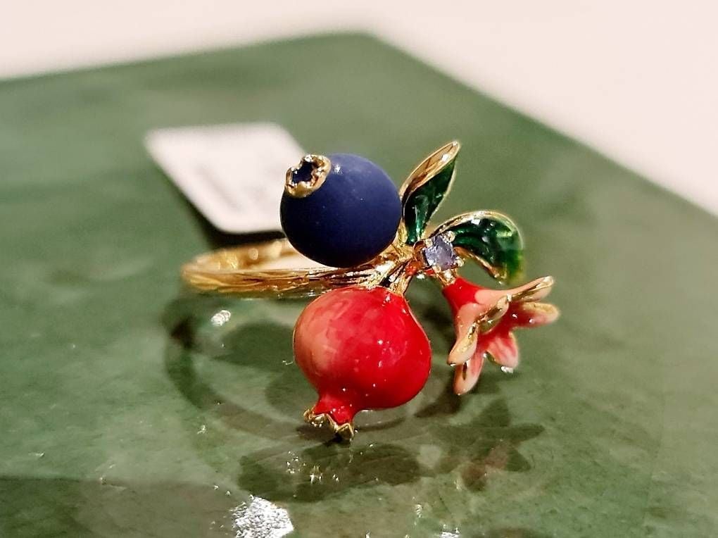 Enamel Ring with Fruits Yellow Gold Size 52 — Mint (M) Rings