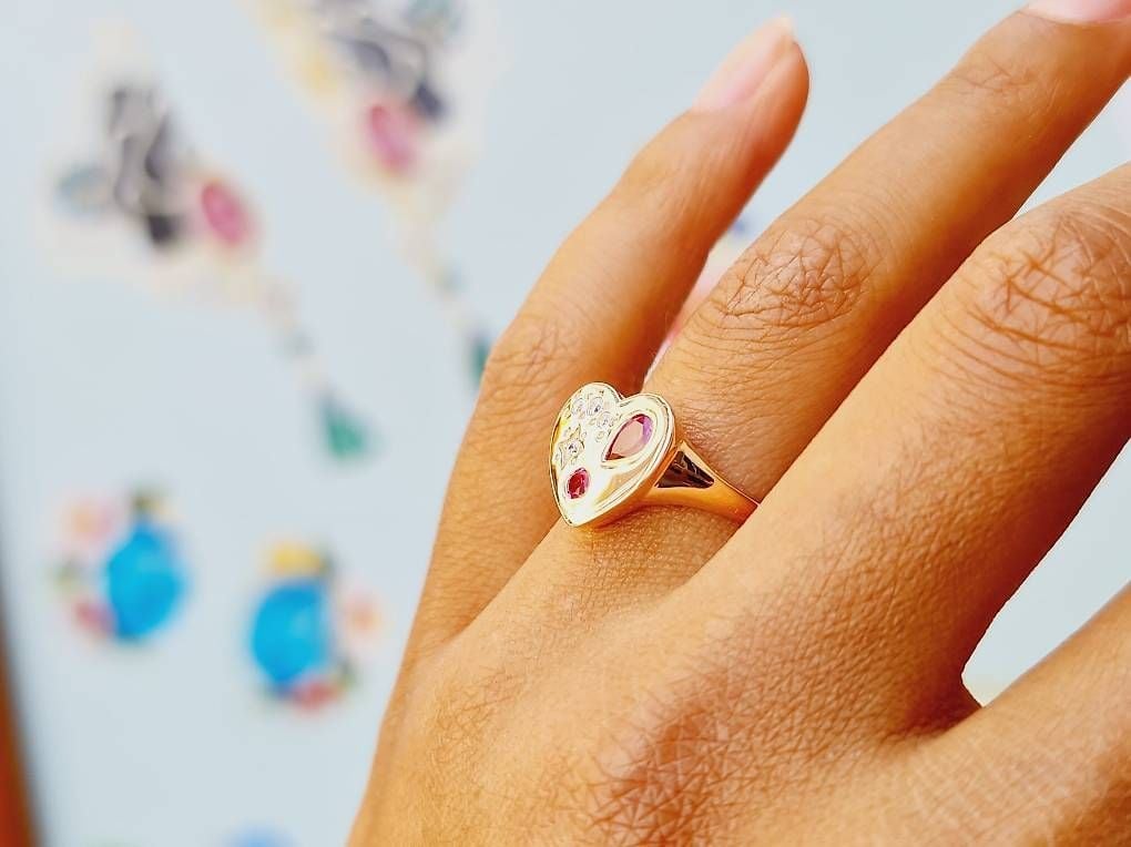 Signet Ring Heart Rose Gold Size 52 — Mint (M) Rings