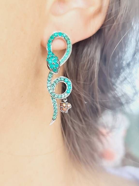 Snake Earrings with Apple 925 Silver — Mint (M) Earrings