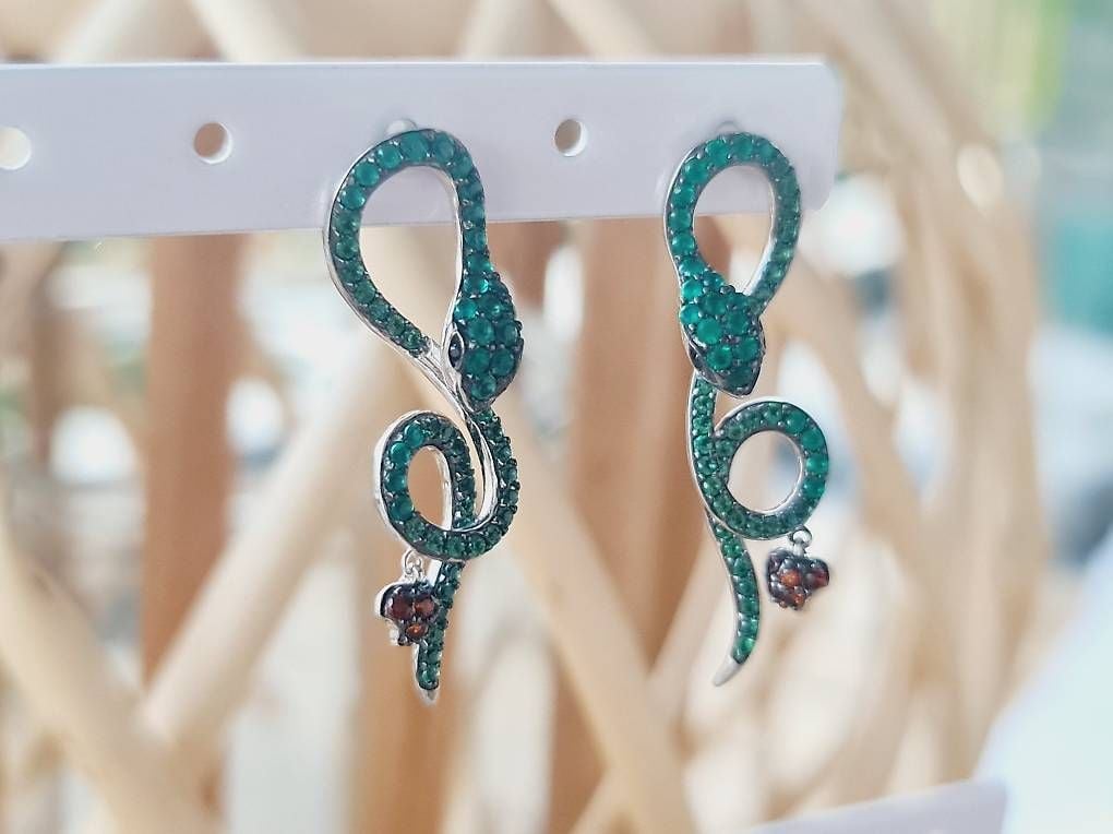 Snake Earrings with Apple 925 Silver — Mint (M) Earrings