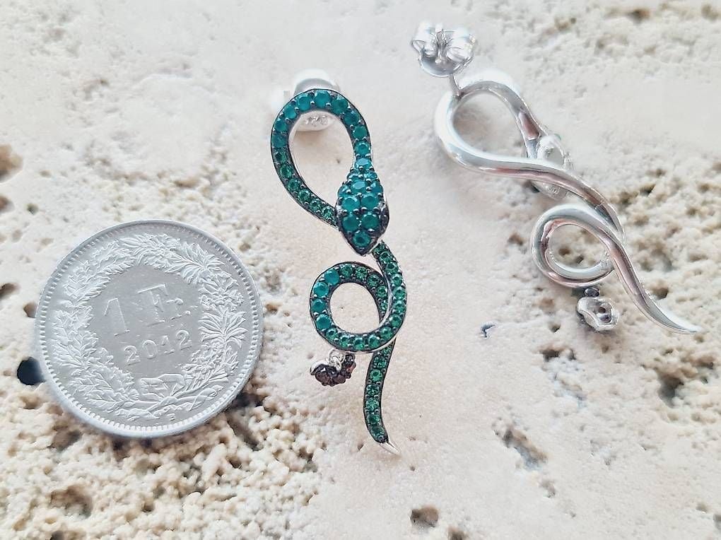 Snake Earrings with Apple 925 Silver — Mint (M) Earrings