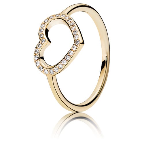 14K Gold Captured Heart Ring with Zirconia
