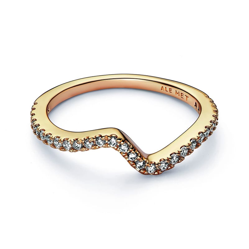 Gold Sparkling Wave Ring