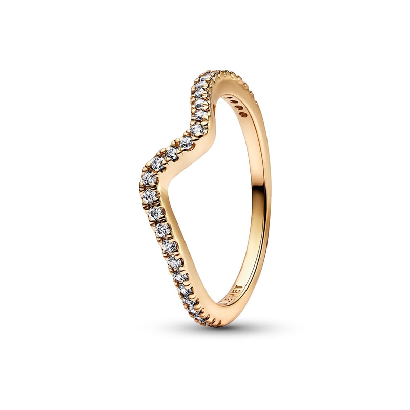 Gold Sparkling Wave Ring