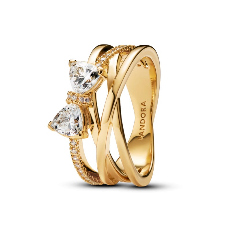 Sparkling Bow Crossover Band Ring