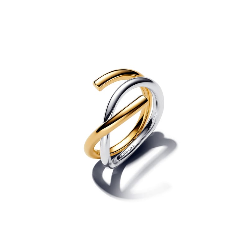 Organically Shaped Two-tone Double Ring