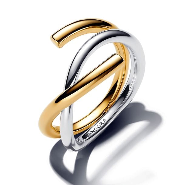 Organically Shaped Two-tone Double Ring