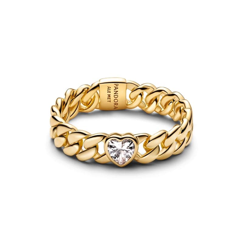 Pandora Heart Cuban Chain Ring 164386C01 164386 — foto 1 di 1