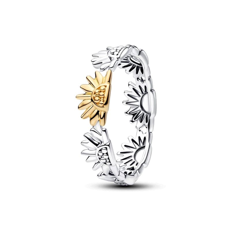 Pandora Sunflower Two-Tone Band Ring 164702C00 164702C0048 — Foto 1 von 1