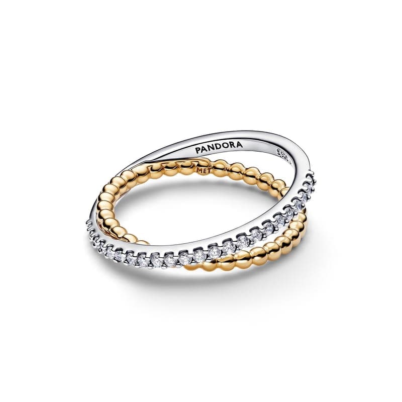 Pandora Crossover Beads & Pavé Double Band Ring 164827C01 164827C0148 — Foto 1 von 1