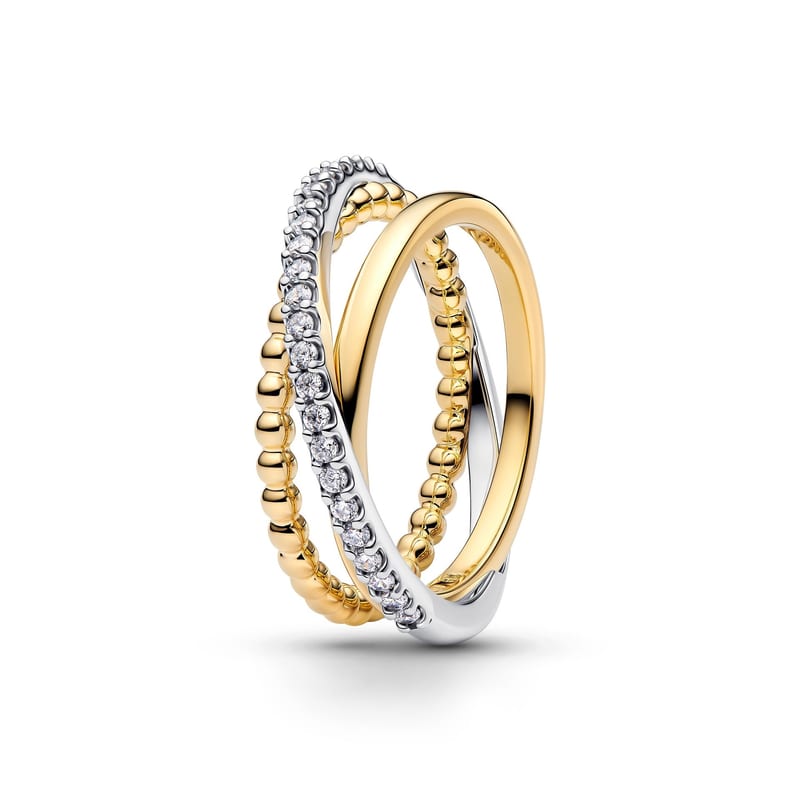 Pandora Crossover Beads & Pavé Triple Band Ring